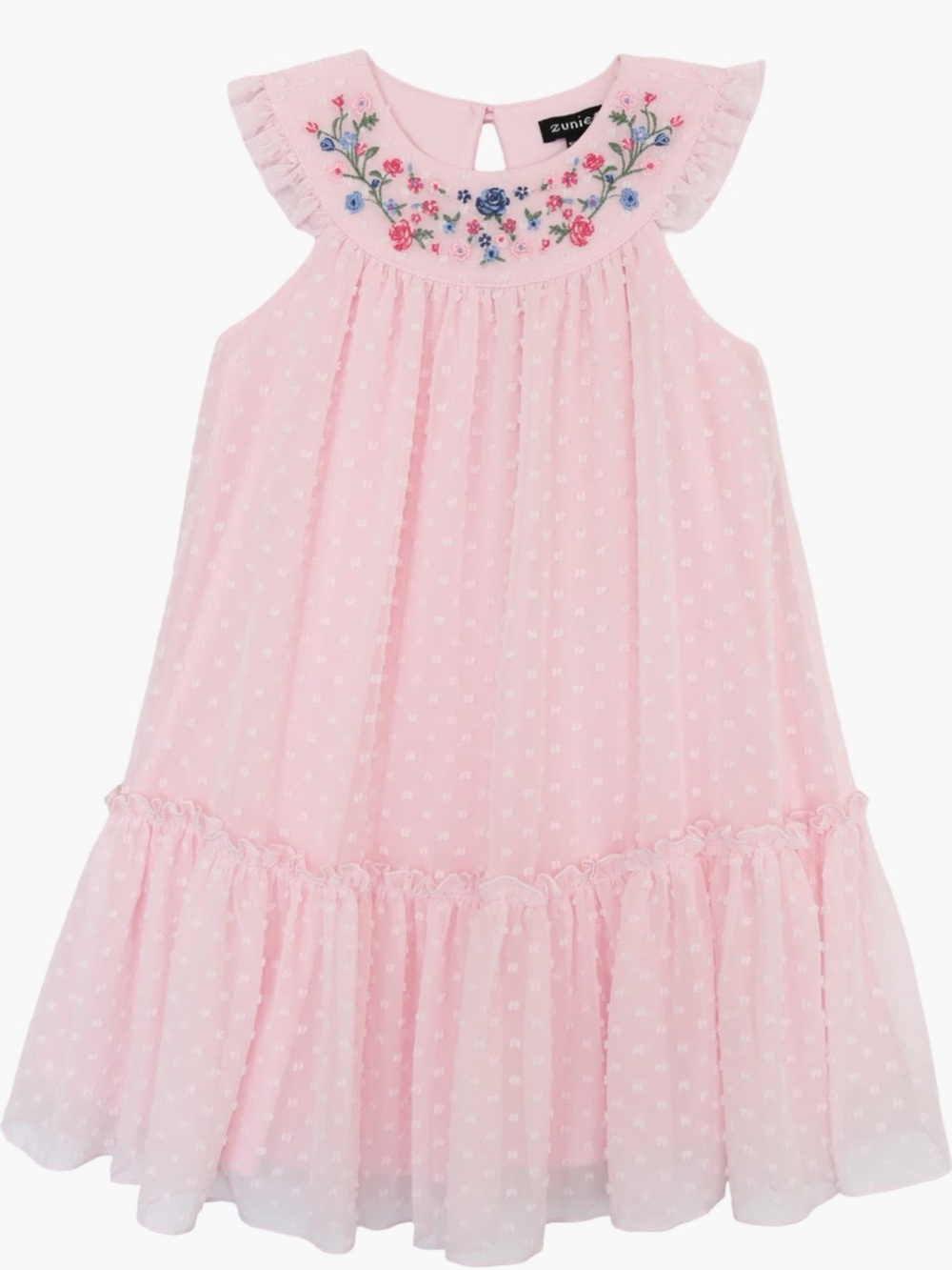 Zunie Kids' Embroidered Clip Dot Chiffon Party Dress Toddler Girls 4T